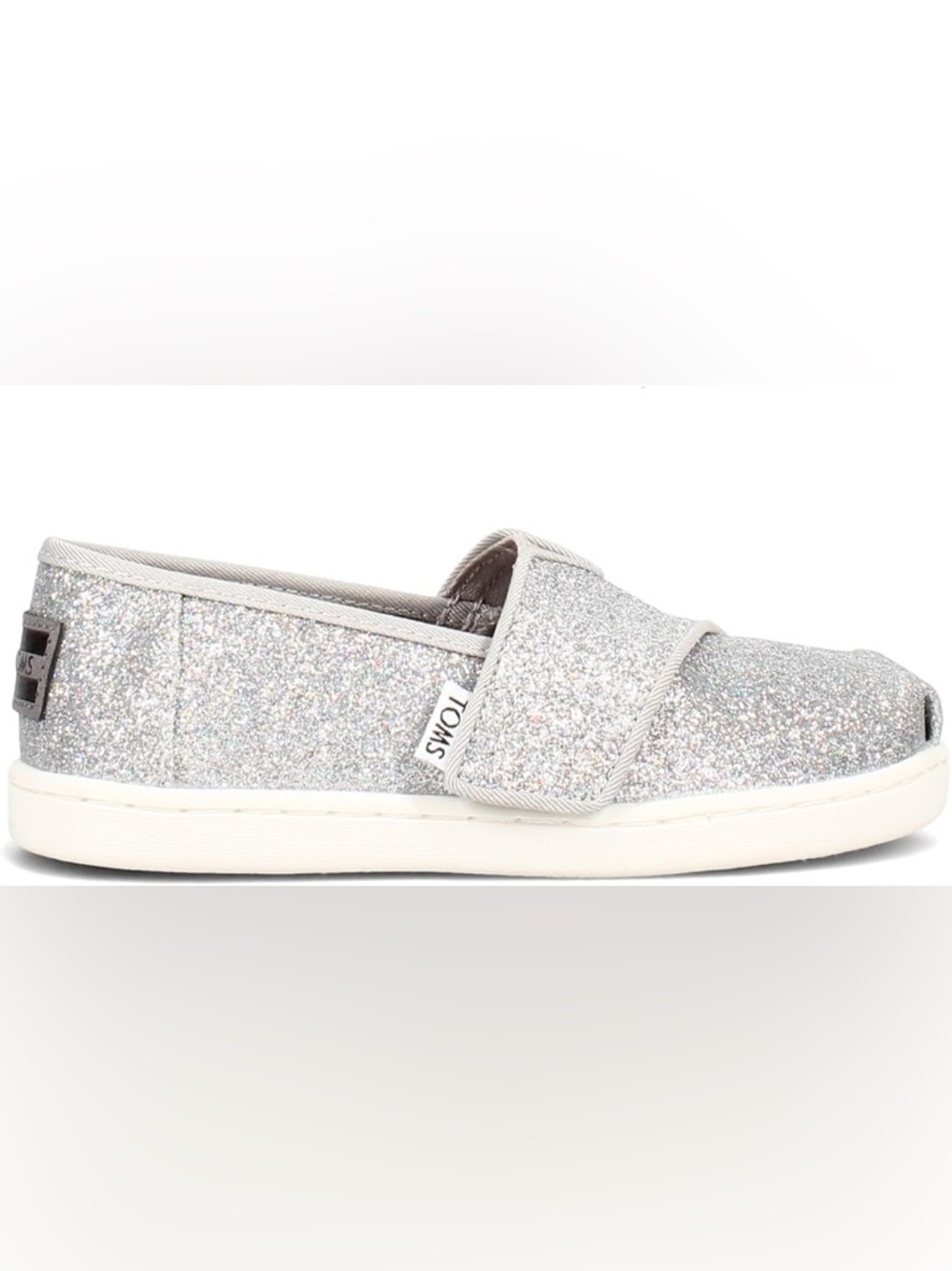 TOMS Kids Alpargata Slip-On Sneakers – Toddler Girls Size 11 | Silver Glitter
